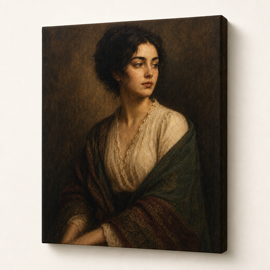 Classical Portrait Inspired Canvas Painting Wall Decor - canvas wall art by AUSJOJO