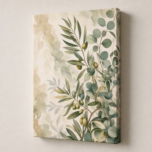 Olive Eucalyptus Botanical Canvas Painting Wall Decor - botanical canvas wall art by AUSJOJO
