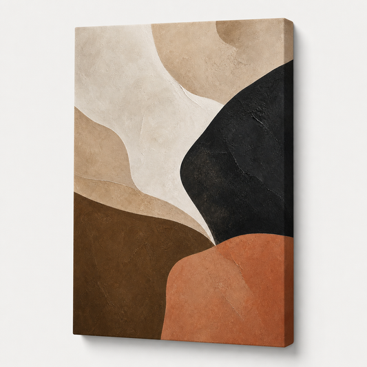 Beige Black Terracotta Abstract Canvas Painting Wall Decor - modern wall decor by AUSJOJO