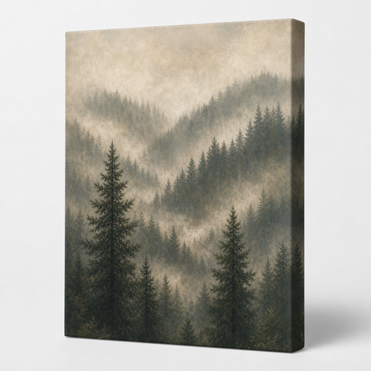 Misty Forest Landscape Canvas Painting for Living Room Decor - canvas wall art by AUSJOJO