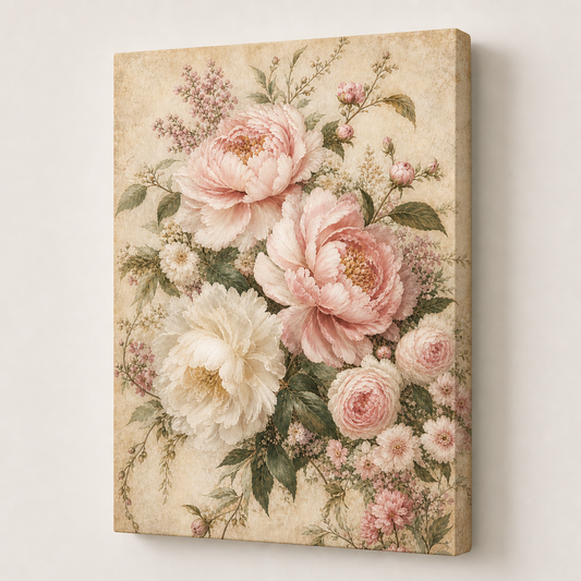 Vintage Soft Floral Canvas Painting for Home Wall Decor - botanical canvas wall art by AUSJOJO