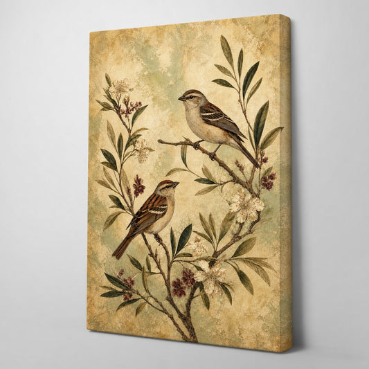 Vintage Bird Botanical Canvas Wall Art - botanical canvas wall art by AUSJOJO