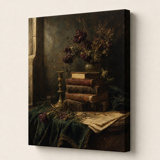 Dark Academia Library Canvas Wall Art - office wall art by AUSJOJO