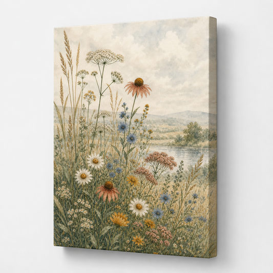 Wildflower Meadow Botanical Canvas Painting Wall Decor - botanical canvas wall art by AUSJOJO