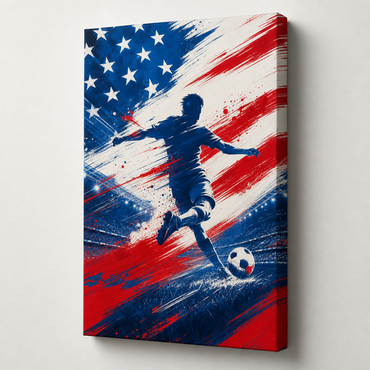 USA Abstract Soccer Canvas Painting for Game Room Decor - soccer canvas wall art by AUSJOJO