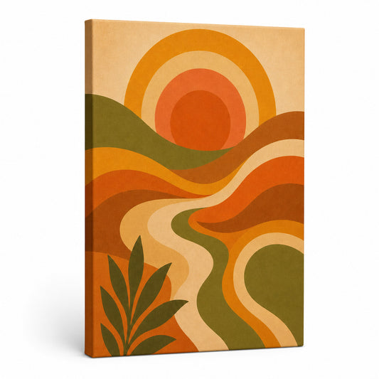 70s Psychedelic Waves Mid-Century Canvas Wall Art - modern wall decor by AUSJOJO