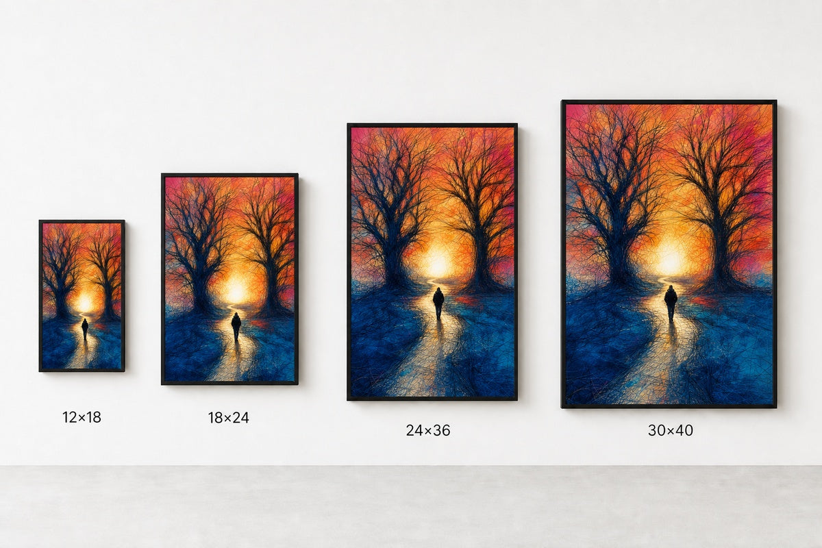 Scribble Path Through Trees Wall Art floating frame wall art - 06