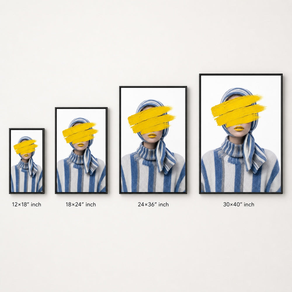 Yellow Paint Striped Knit Fashion Wall Art floating frame wall art - 06