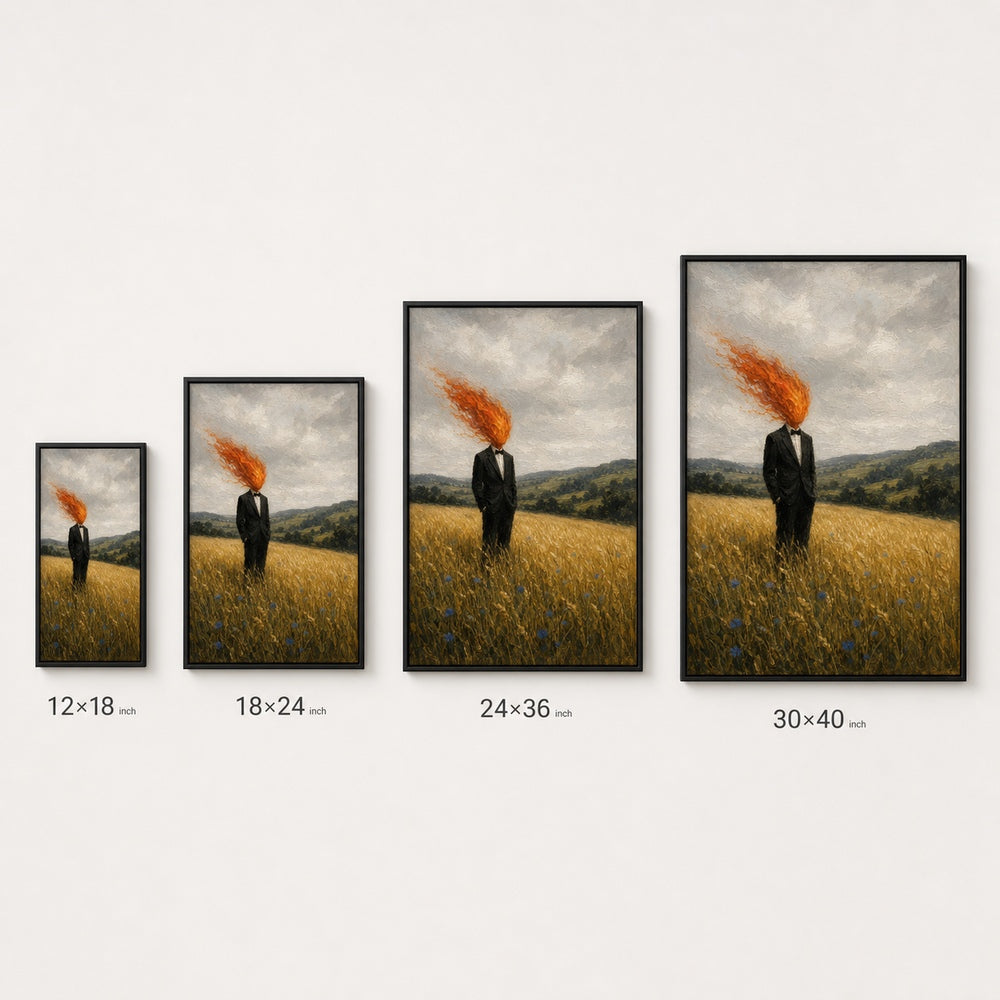 Flame Head Suit Wheat Field Wall Art floating frame wall art - 06