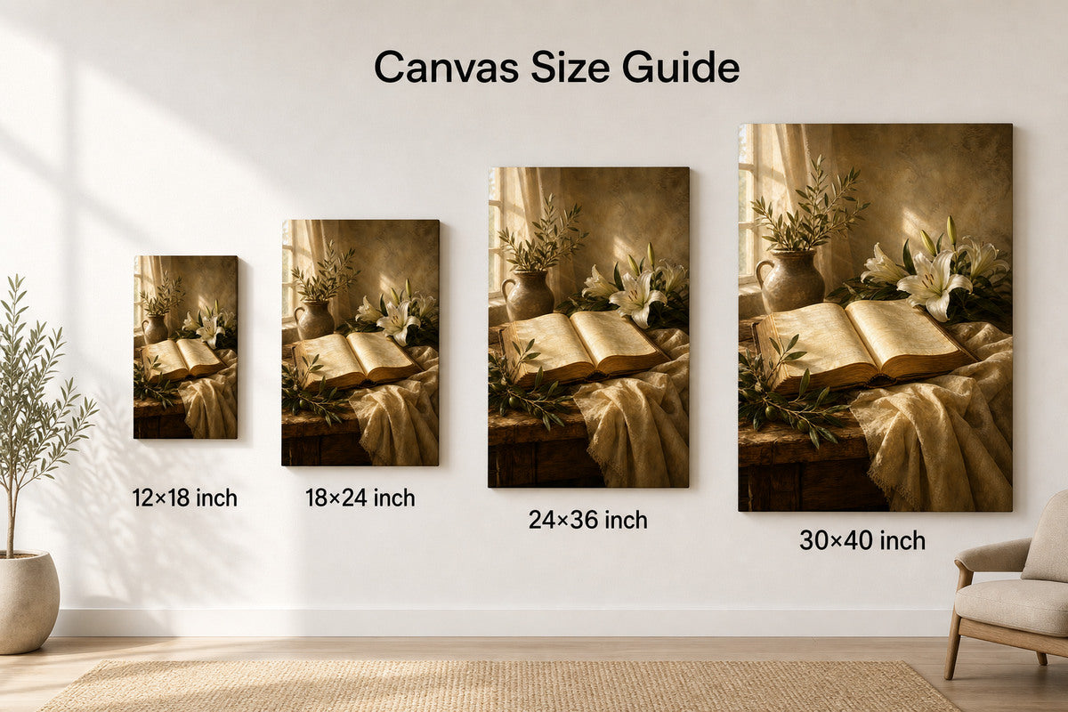 Bible Garden Still Life Canvas Wall Art - 08_size_comparison