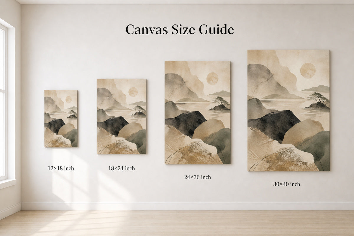 Japandi Abstract Stone Landscape Canvas Wall Art - 08_size_comparison