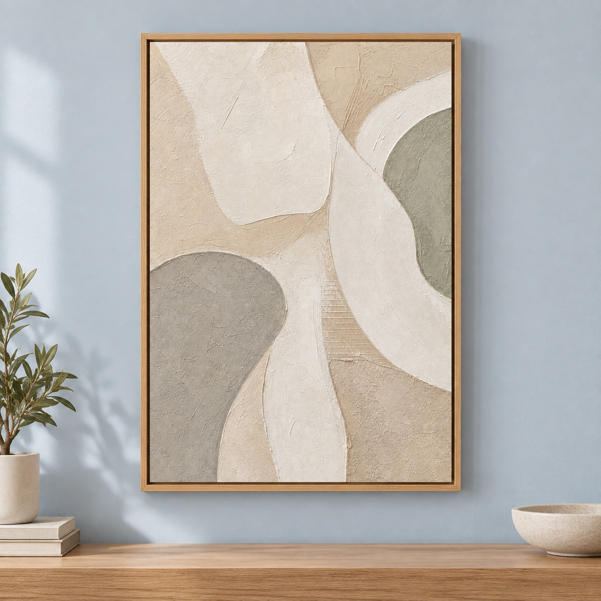 Minimalist Beige Textured Abstract Canvas Wall Art | brown_independent_close