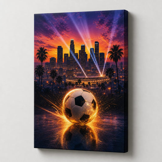 Los Angeles Soccer Canvas Painting for Game Room Decor - soccer canvas wall art by AUSJOJO