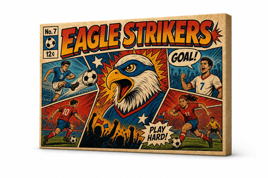 Eagle Strikers Retro Soccer Canvas Painting Wall Decor - soccer canvas wall art by AUSJOJO