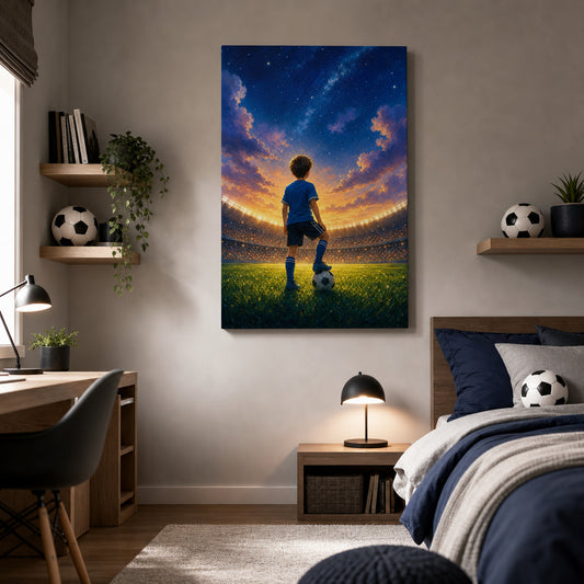 Dream Big Soccer Boy Canvas Wall Art kids room wall mockup
