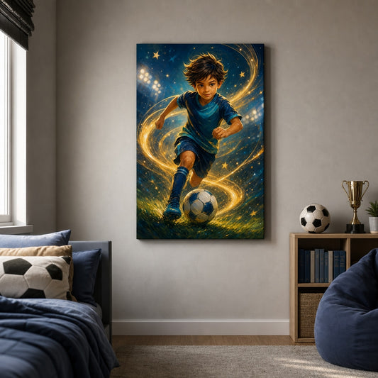 Future Soccer Star Wall Art Canvas kids room wall mockup