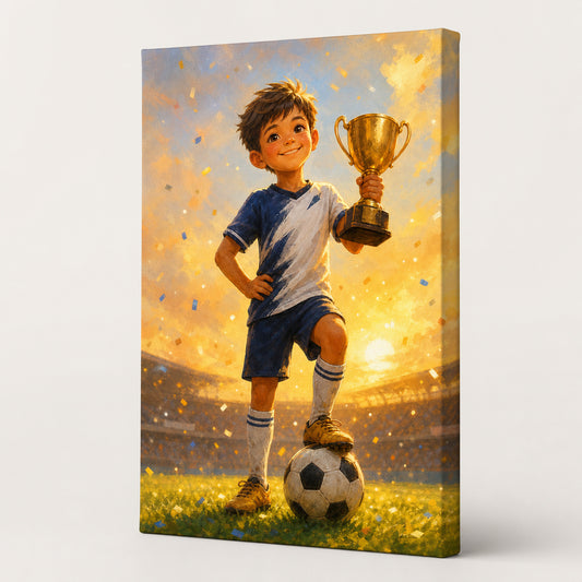 Little Champion Football Canvas Painting for Game Room Decor - soccer canvas wall art by AUSJOJO