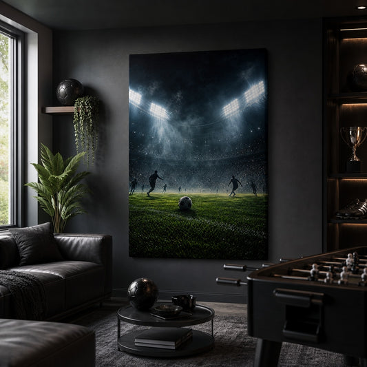 Stadium Lights Soccer Canvas Wall Art sports room wall mockup