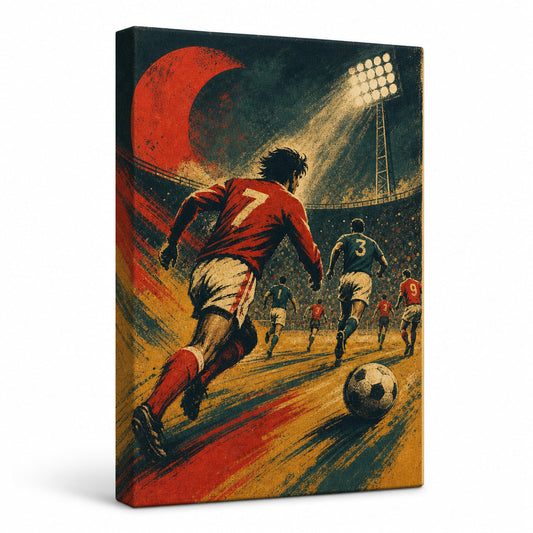 Retro Football Match Canvas Painting for Game Room Decor - soccer canvas wall art by AUSJOJO