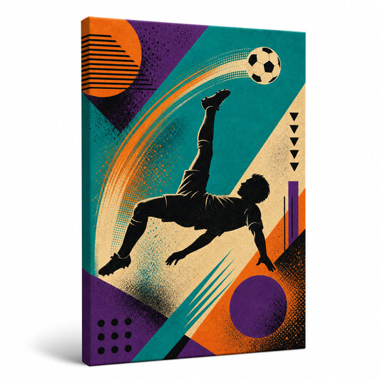 90s Soccer Inspired Canvas Painting for Game Room Decor - soccer canvas wall art by AUSJOJO