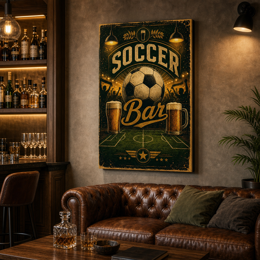 Soccer Bar Wall Art Canvas wall scene mockup