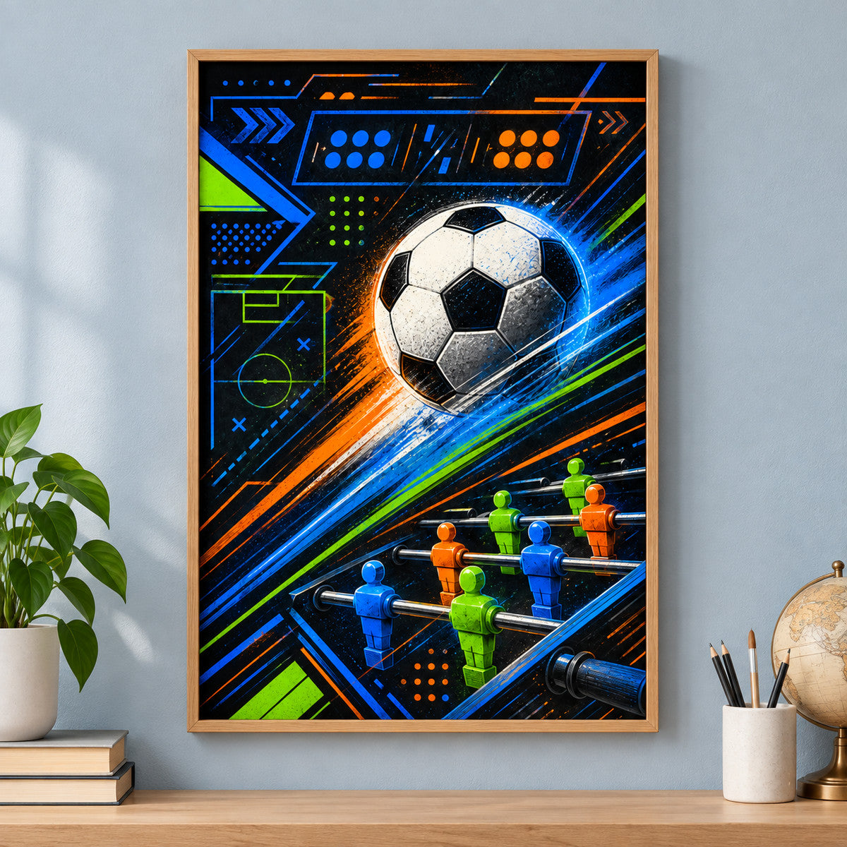 Football Canvas Painting Wall Art for Game Room Decor | brown_independent_close
