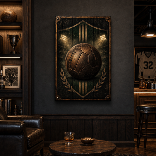 Man Cave Soccer Decor Canvas Wall Art wall scene mockup