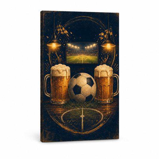 Beer and Football Night Canvas Painting for Game Room Decor - soccer canvas wall art by AUSJOJO