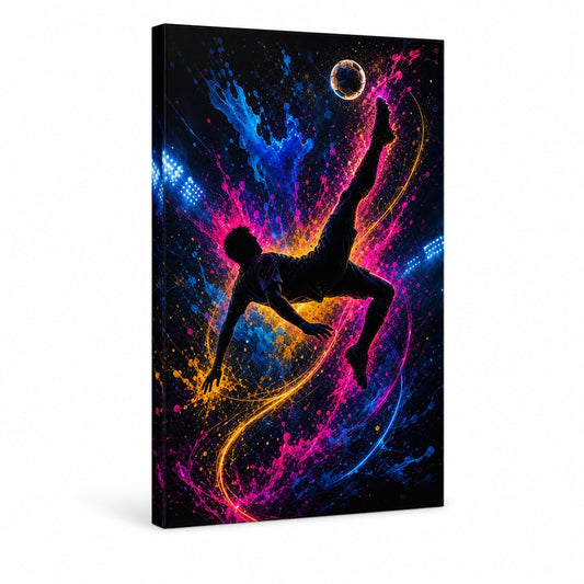 Soccer Bicycle Kick Silhouette Canvas Painting Wall Decor - soccer canvas wall art by AUSJOJO