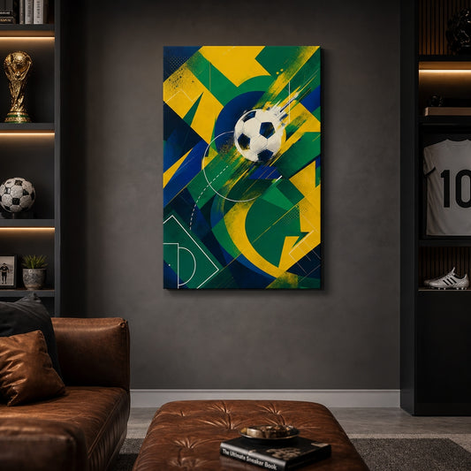 Samba Passion Abstract Soccer Canvas Wall Art wall scene mockup
