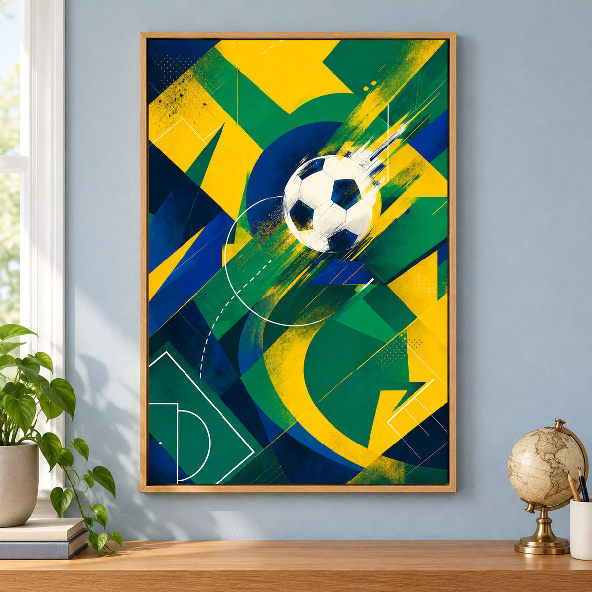 Samba Passion Abstract Soccer Canvas Painting Wall Decor | brown_independent_close