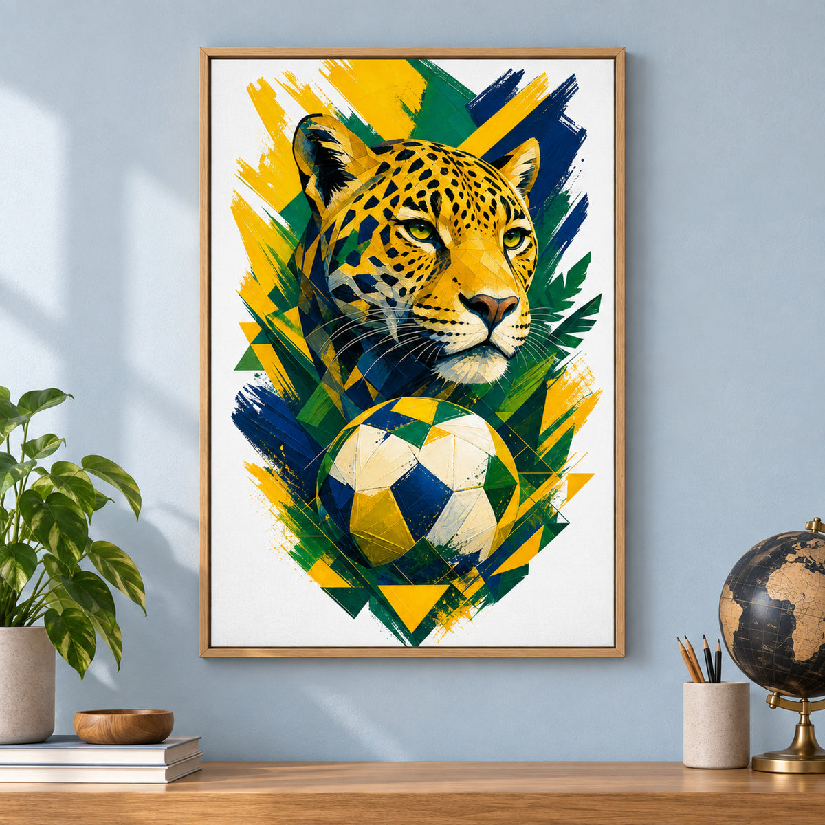 Brazil Jaguar National Pride Soccer Canvas Wall Art | brown_independent_close
