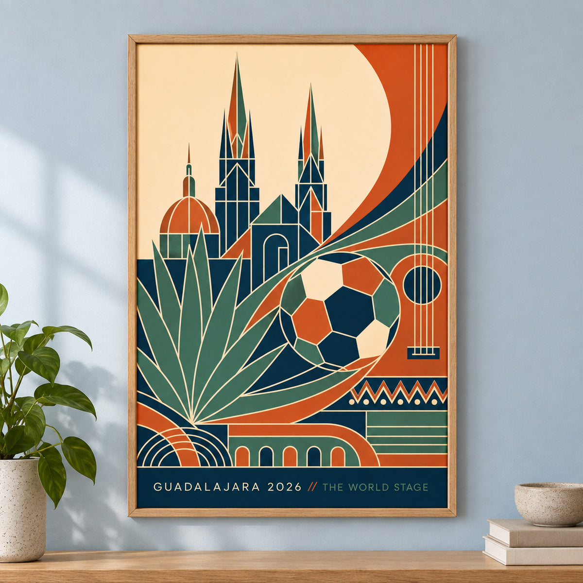 Guadalajara 2026 Soccer Canvas Painting for Game Room Decor | brown_independent_close