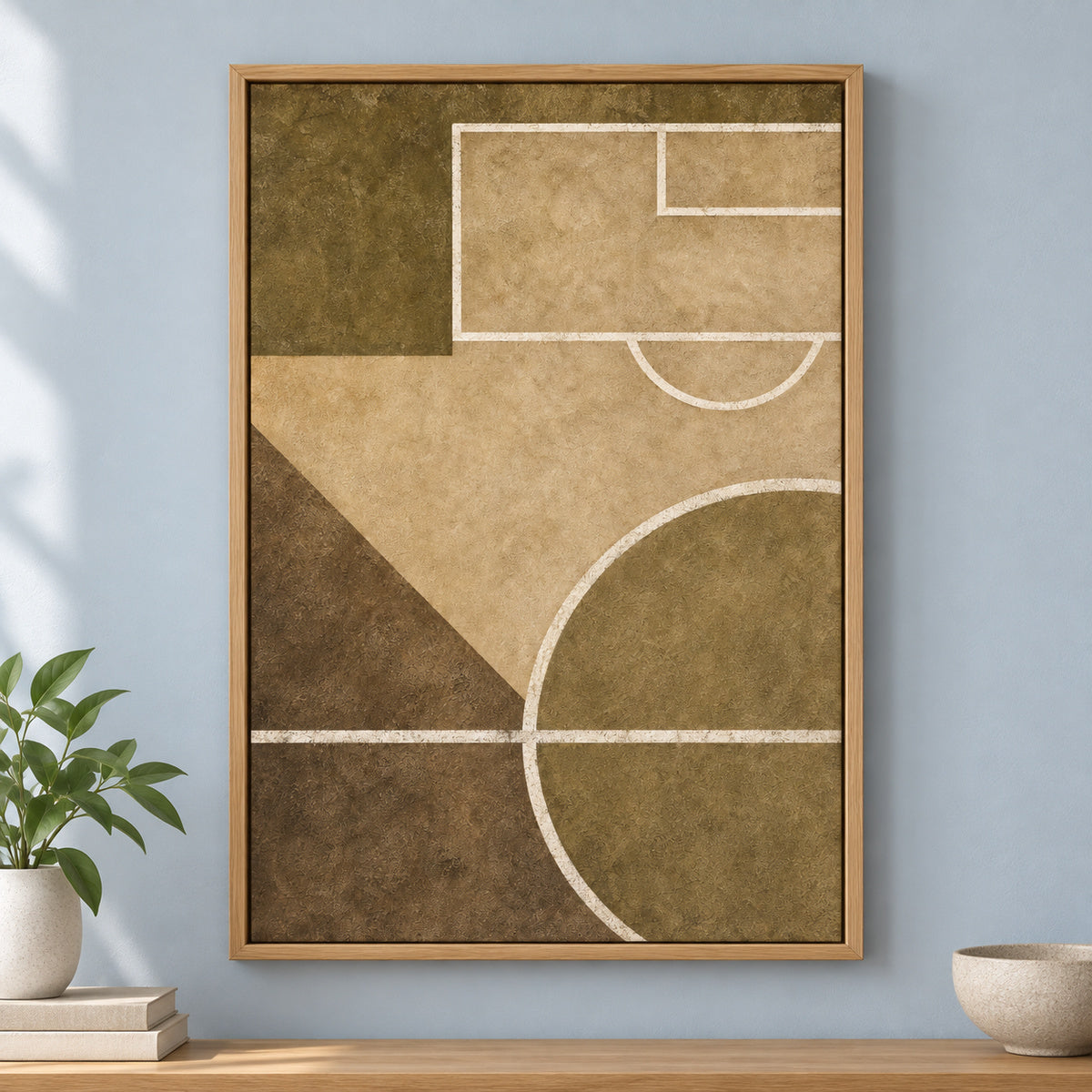 Sandstone Pitch Geometry Modern Canvas Painting Wall Decor | brown_independent_close