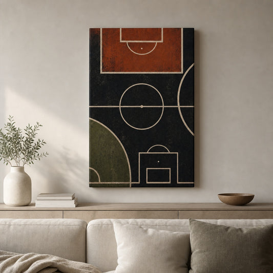 Clay Black Pitch Geometry Canvas Wall Art modern wall mockup