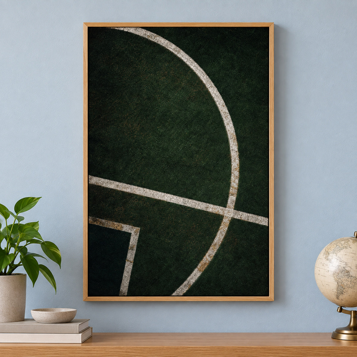 Forest Green Pitch Geometry Canvas Painting Wall Decor | brown_independent_close