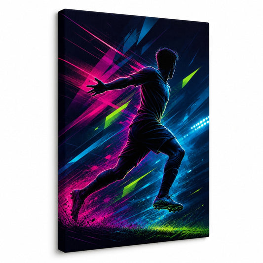 Side Sprint Rising Star Soccer Silhouette Canvas Wall Art - soccer canvas wall art by AUSJOJO