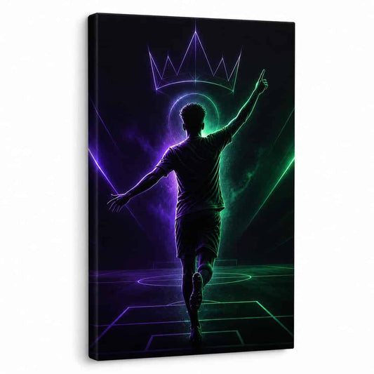 Pointing Up Rising Star Soccer Silhouette Canvas Wall Art - soccer canvas wall art by AUSJOJO