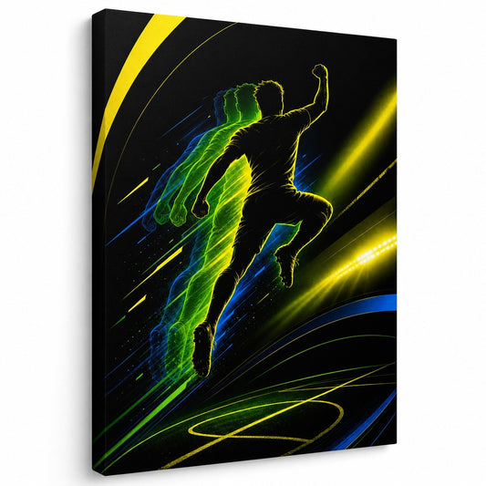 Leap Shadow Rising Star Soccer Silhouette Canvas Wall Art - soccer canvas wall art by AUSJOJO