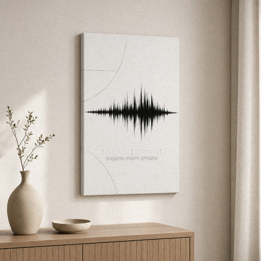 Minimal White Soundwave Soccer Canvas Wall Art wall mockup