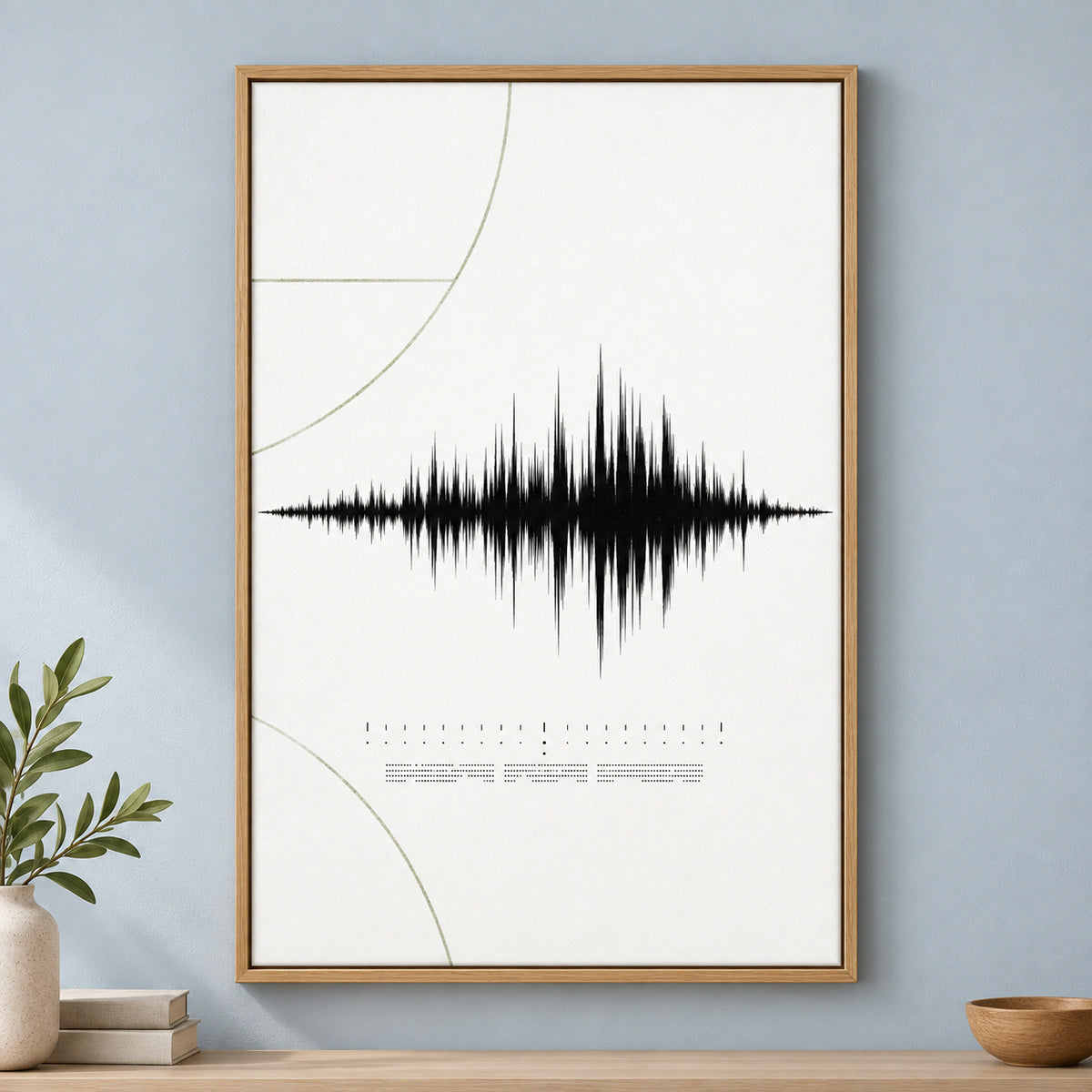 Minimal White Soundwave Modern Canvas Painting Wall Decor | brown_independent_close