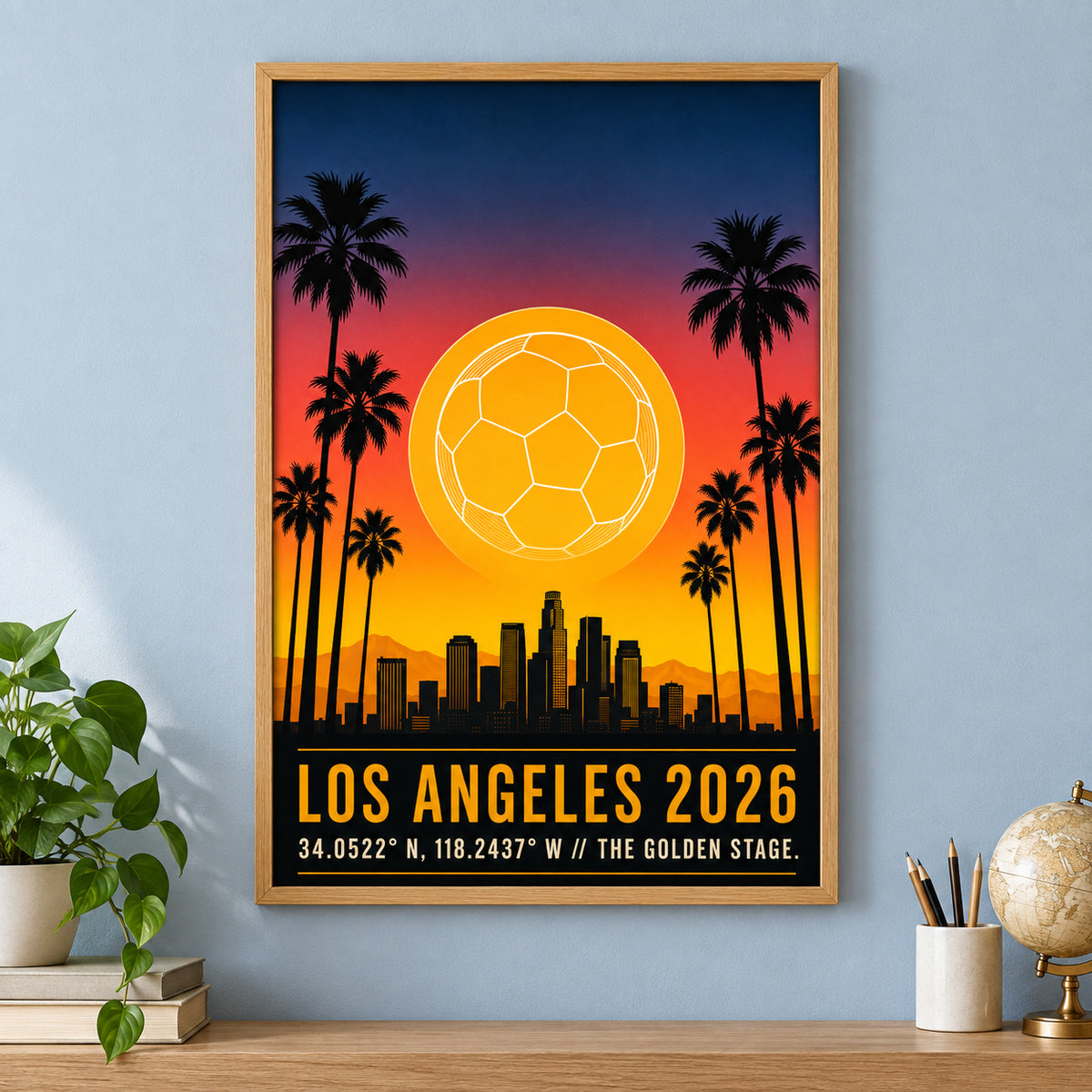 Los Angeles Golden Stage 04 Soccer Canvas Wall Art | brown_independent_close