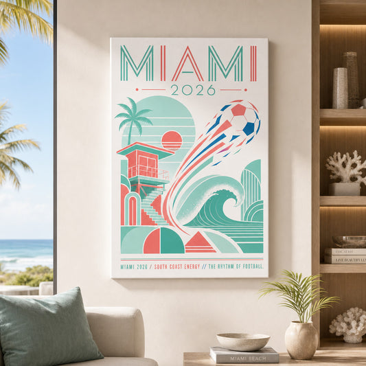 Miami Coastal Soccer Canvas Wall Art 03 canvas wall art lifestyle mockup