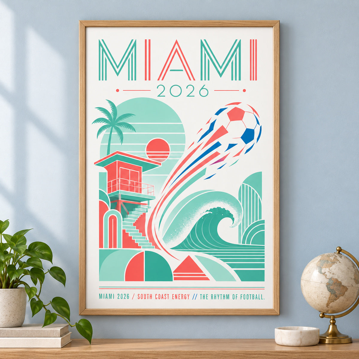Miami Coastal Soccer Canvas Wall Art 03 | brown_independent_close