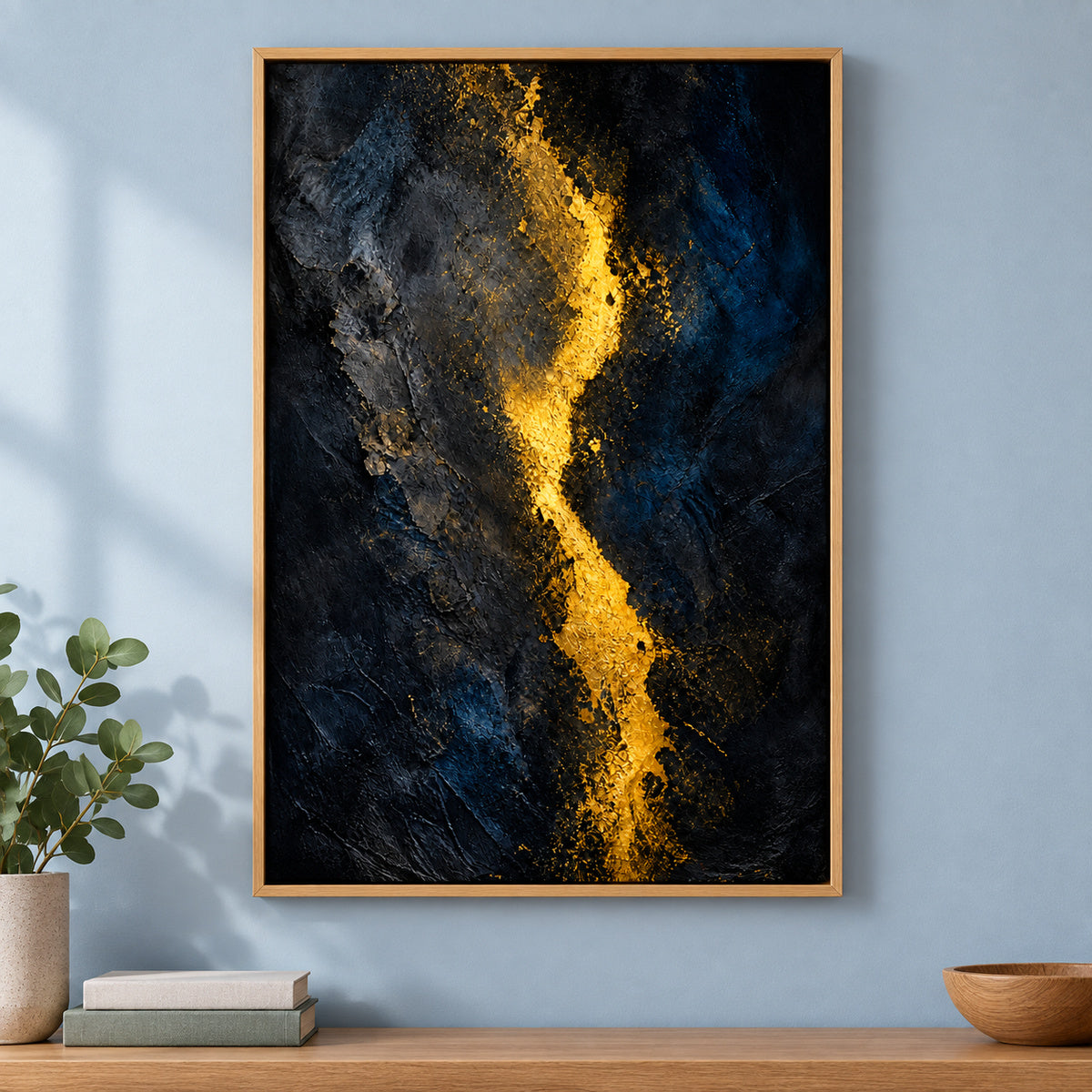 Dark Gold Light Abstract Expressionism Canvas Wall Art | brown_independent_close