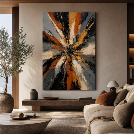 Life Burst Abstract Expressionism Canvas Wall Art — room scene