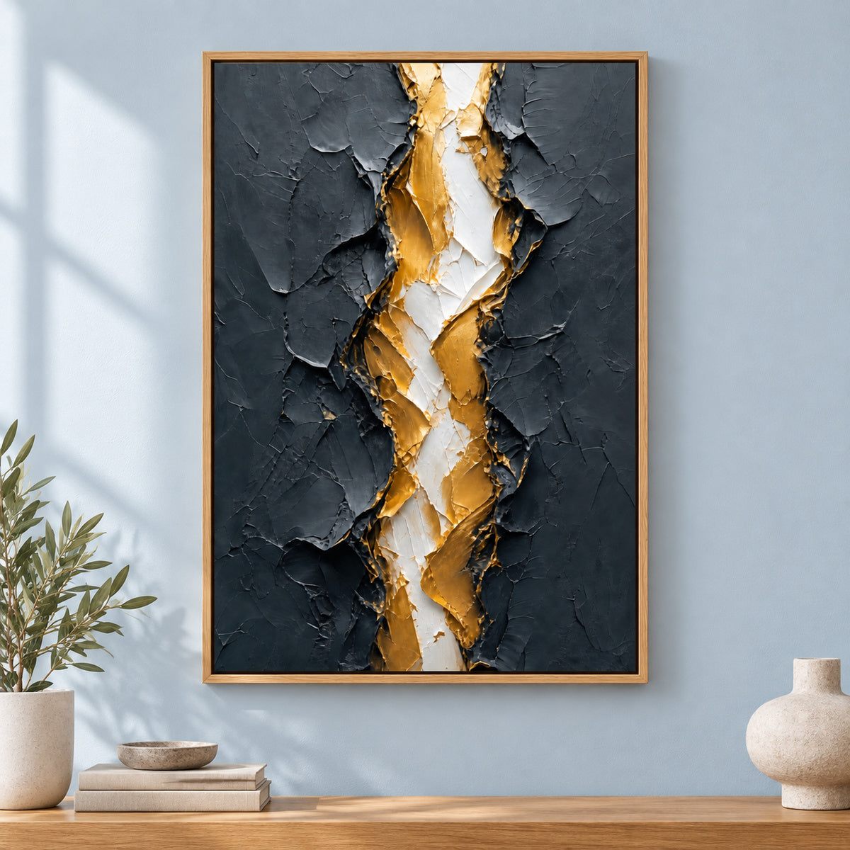 Gold Tear Rebirth Abstract Canvas Wall Art | brown_independent_close