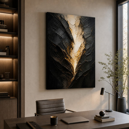White Cocoon Break Abstract Canvas Wall Art — room scene