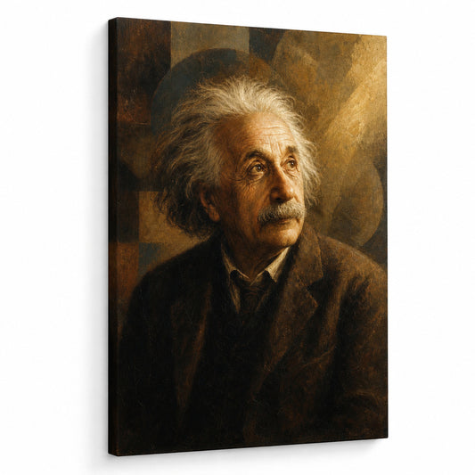 Einstein Gazing Light Vintage Portrait Canvas Wall Art - canvas wall art by AUSJOJO