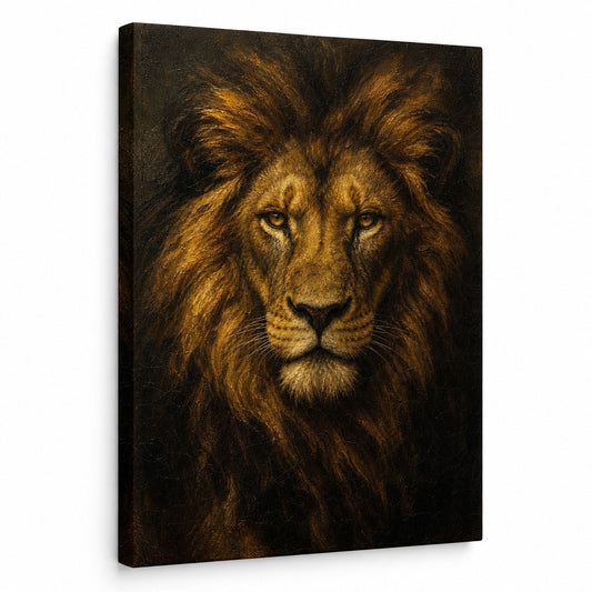 Lion Absolute Control Vintage Portrait Canvas Wall Art - canvas wall art by AUSJOJO